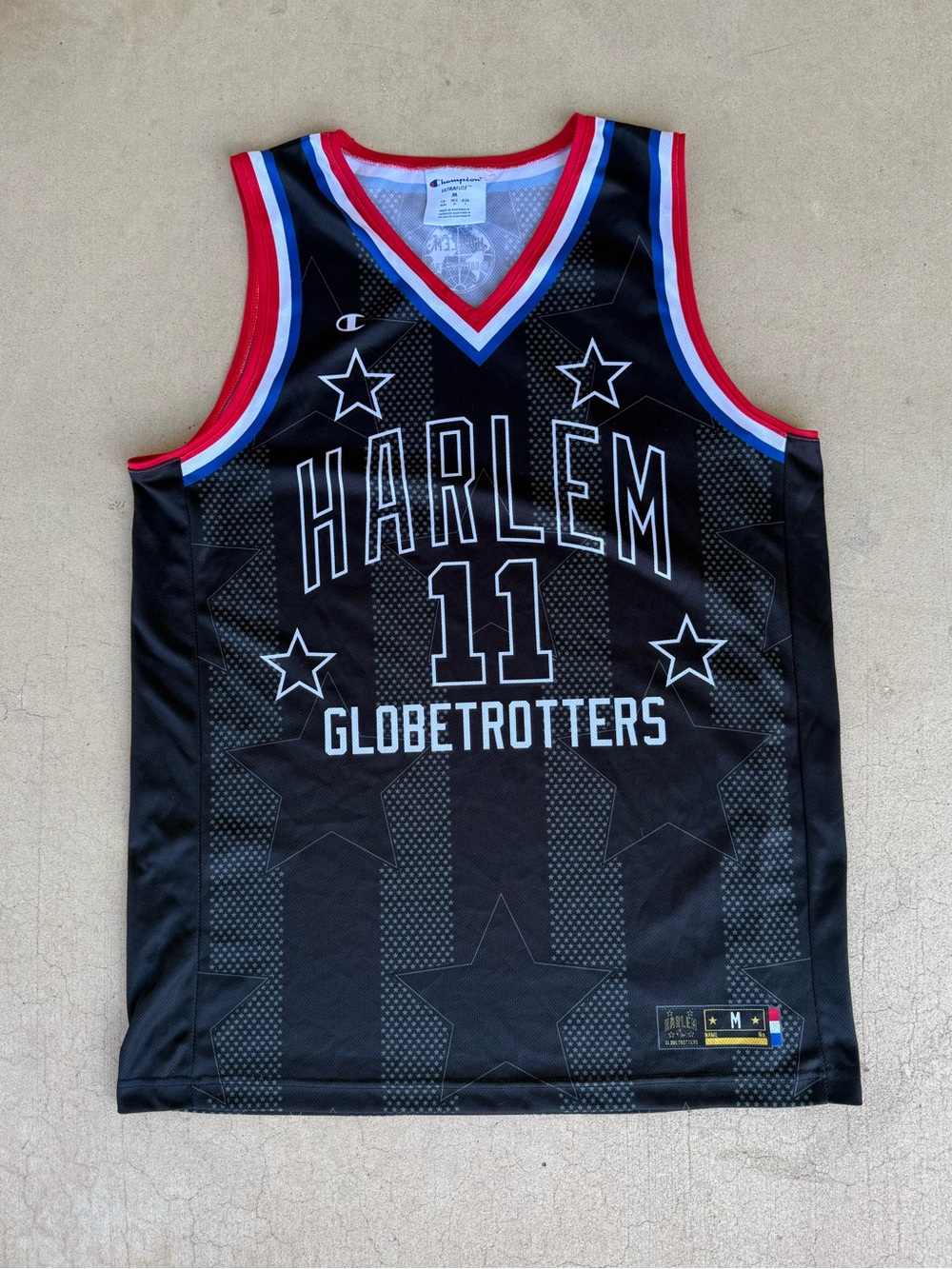 Harlem Globetrotters #11 Cheese Champion Basketball Jersey Black – Size M